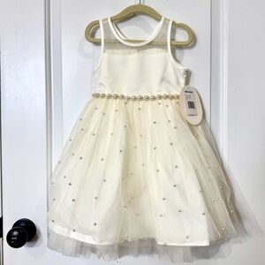 *NEW* AMERICAN PRINCESS IVORY PEARL EMBELLISHED TULLE DRESS 4T